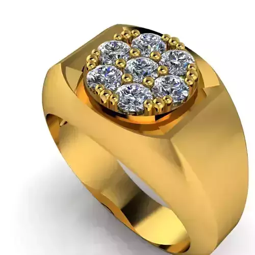 Mens Diamond Cluster Florentine Ring 3D print model