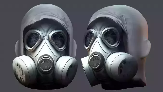 helmet Gas mask  3d model military combat Low-poly