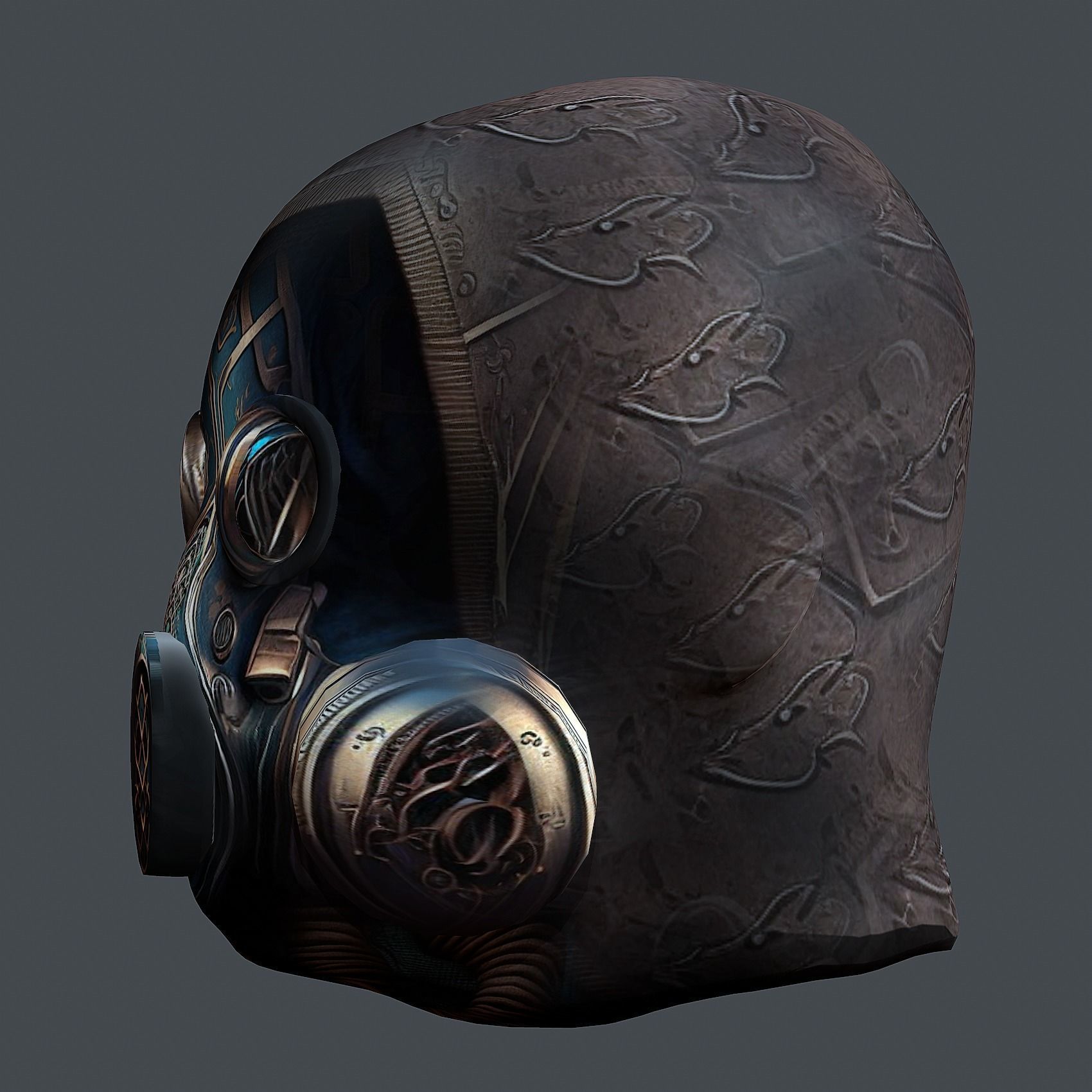 Gas mask helmet 3d model military combat Low-poly Low-poly 3D model_4