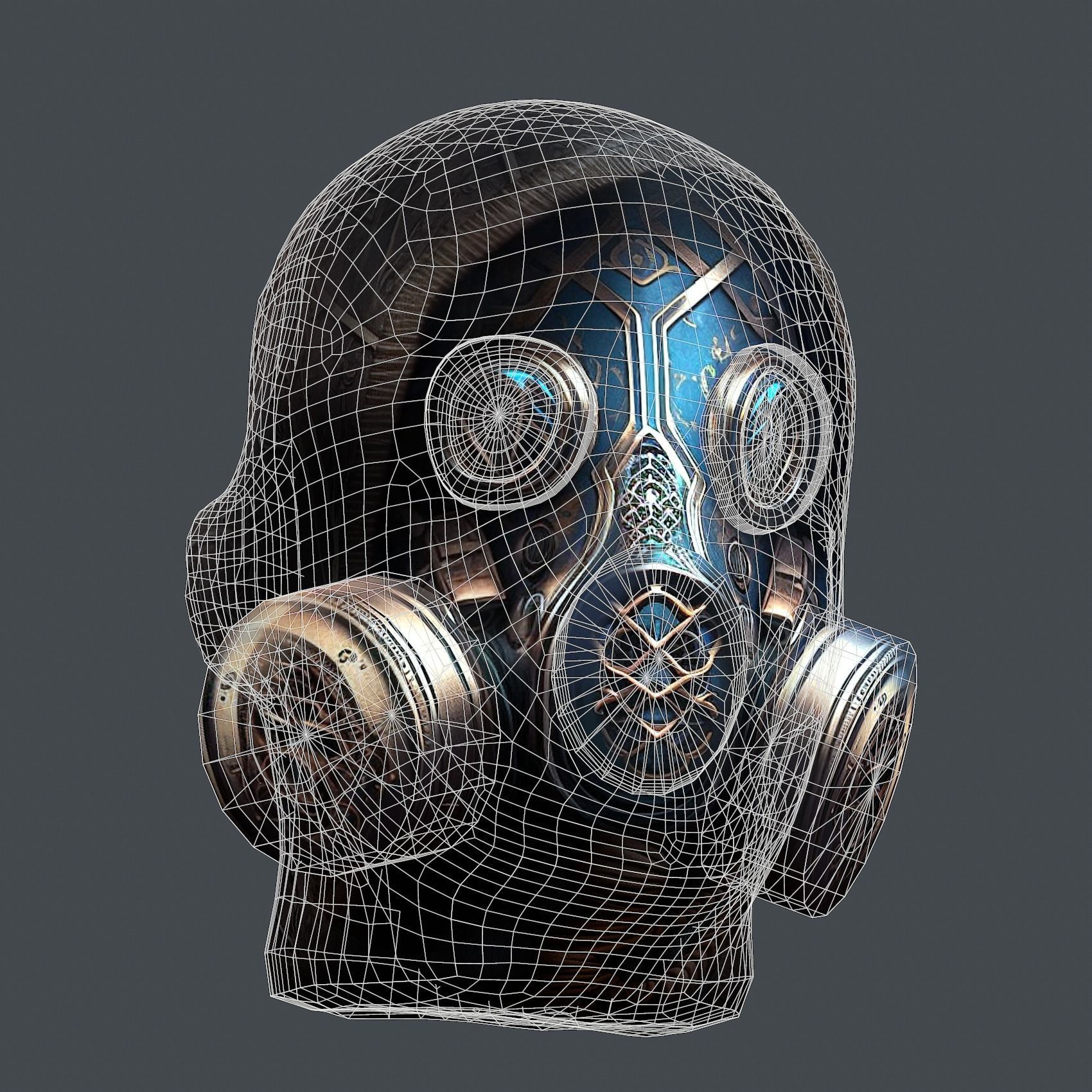 Gas mask helmet 3d model military combat Low-poly Low-poly 3D model_7