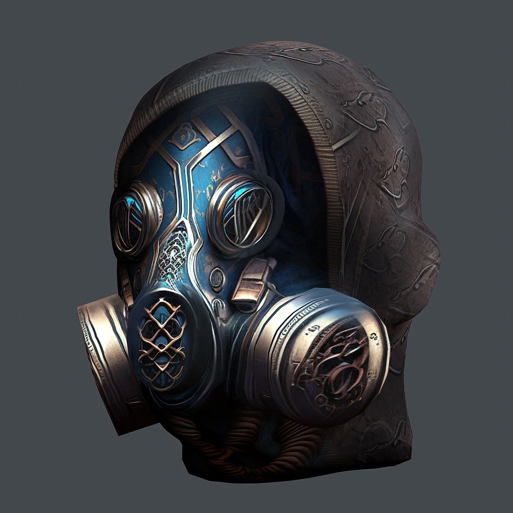 Gas mask helmet 3d model military combat Low-poly Low-poly 3D model_3