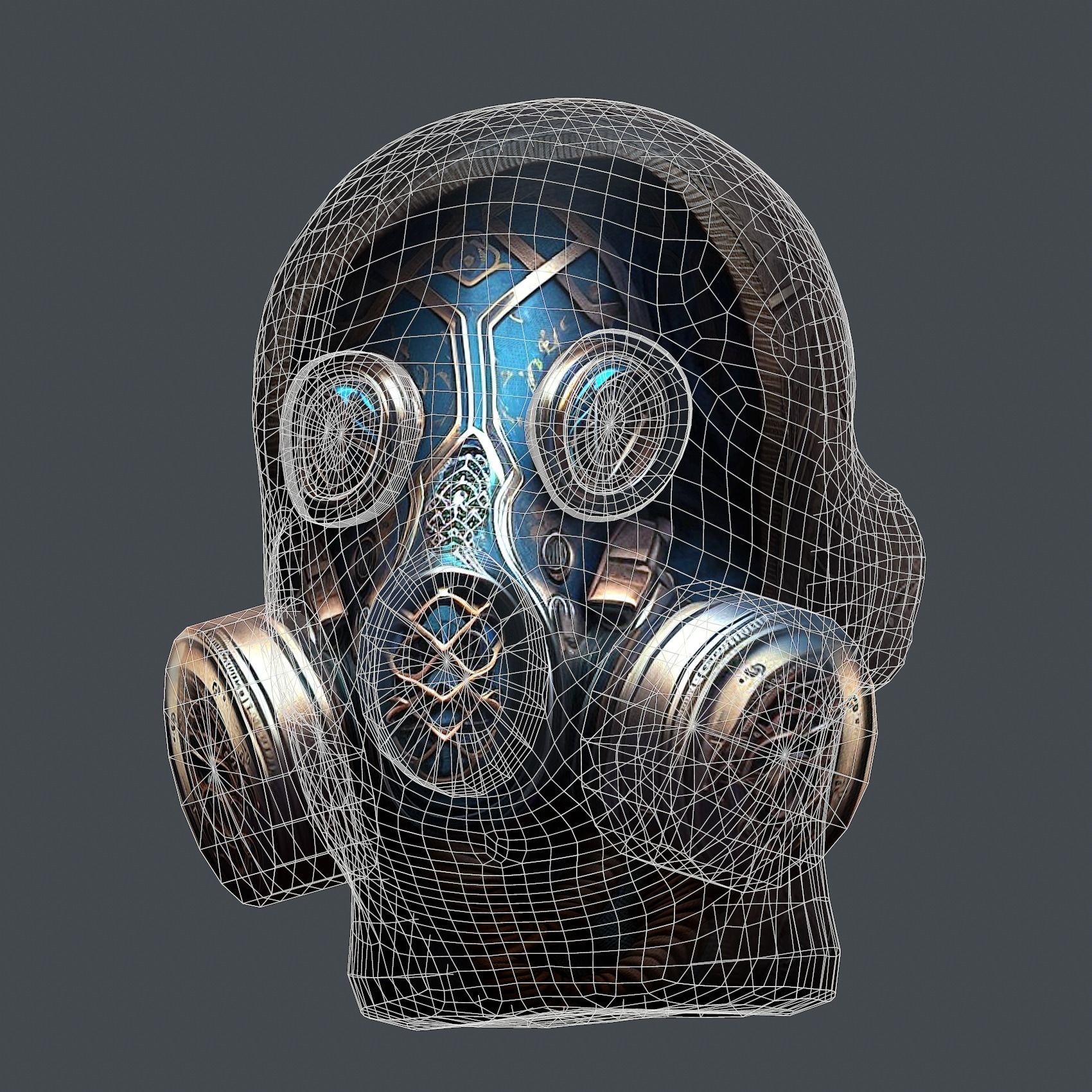 Gas mask helmet 3d model military combat Low-poly Low-poly 3D model_8