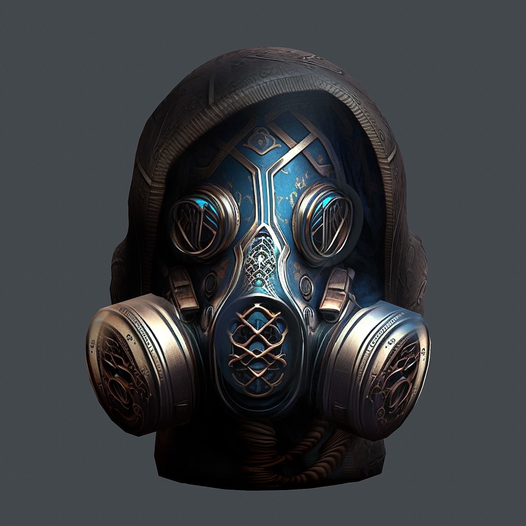 Gas mask helmet 3d model military combat Low-poly Low-poly 3D model_1