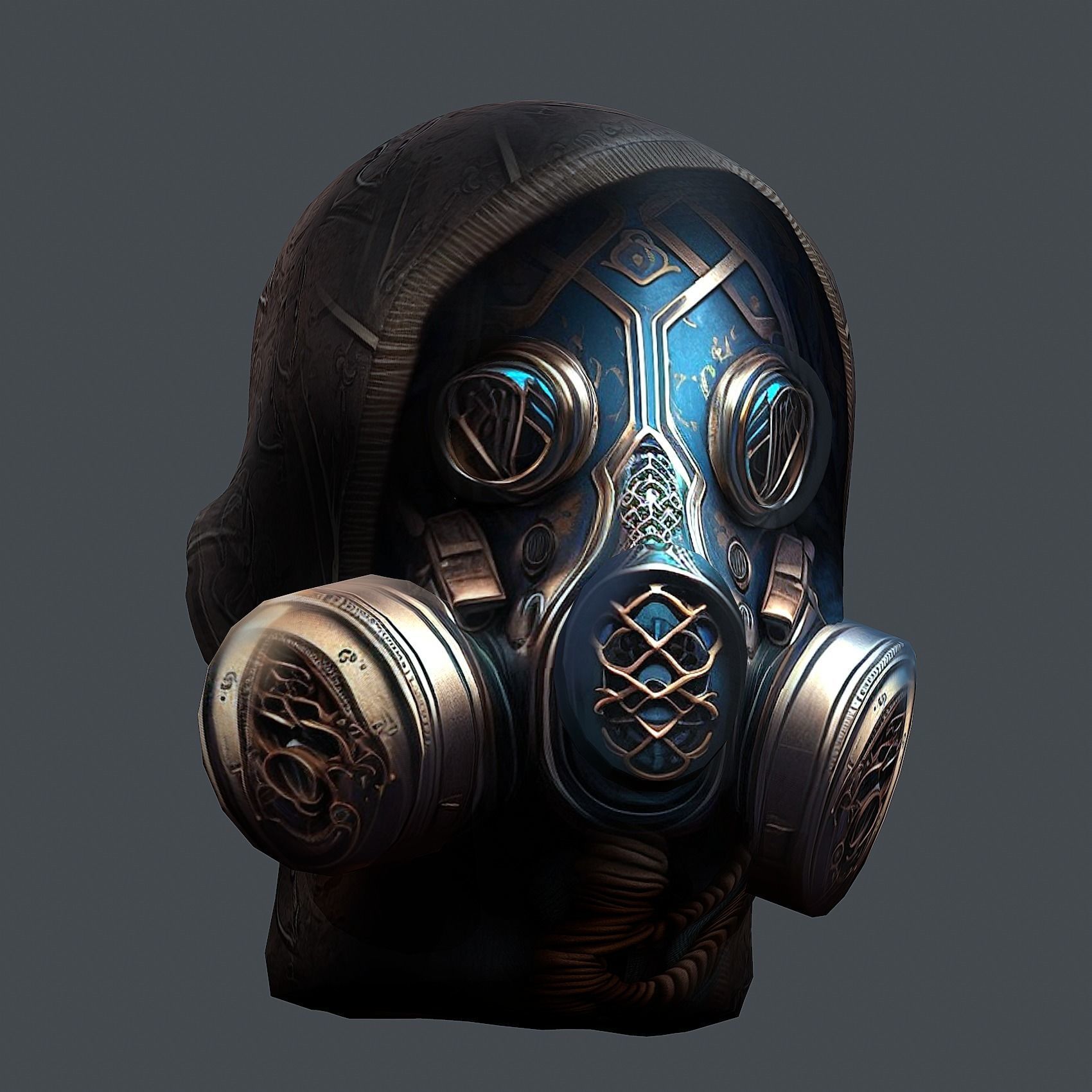 Gas mask helmet 3d model military combat Low-poly Low-poly 3D model_6