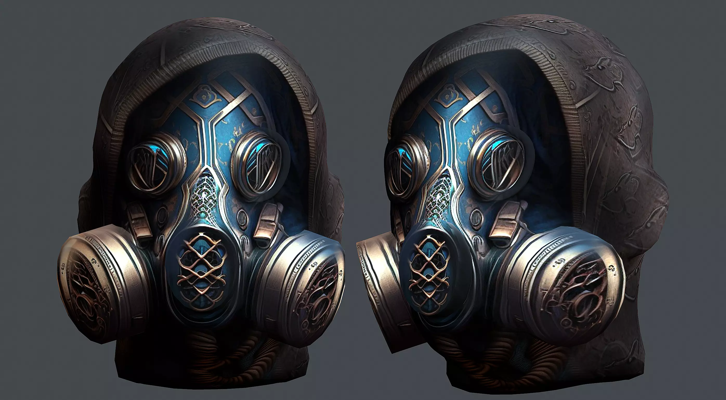 Gas mask helmet 3d model military combat Low-poly Low-poly 3D model_0