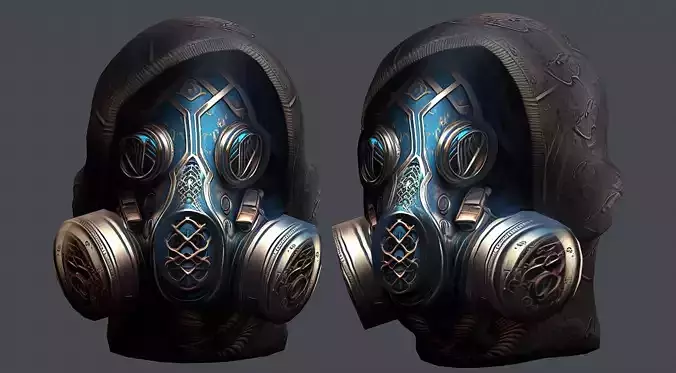 Gas mask helmet 3d model military combat Low-poly 