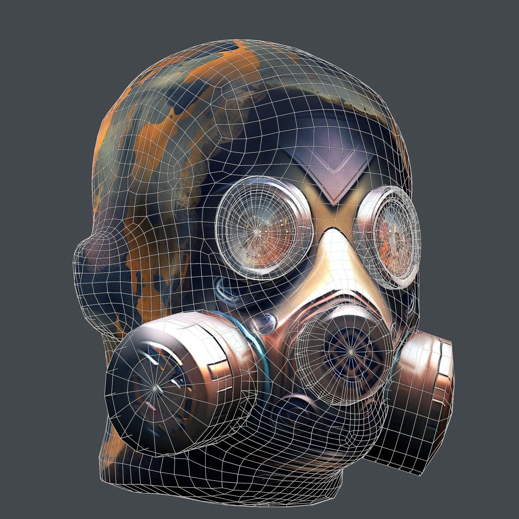 Gas mask helmet 3d model military combat Low-poly Low-poly 3D model_9