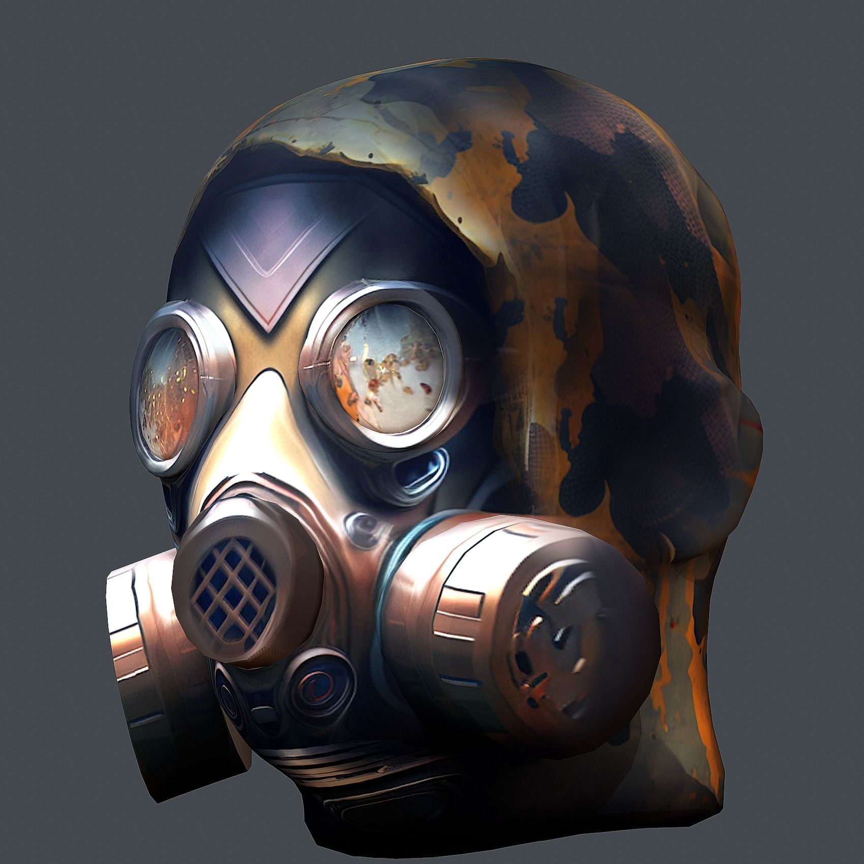 Gas mask helmet 3d model military combat Low-poly Low-poly 3D model_3