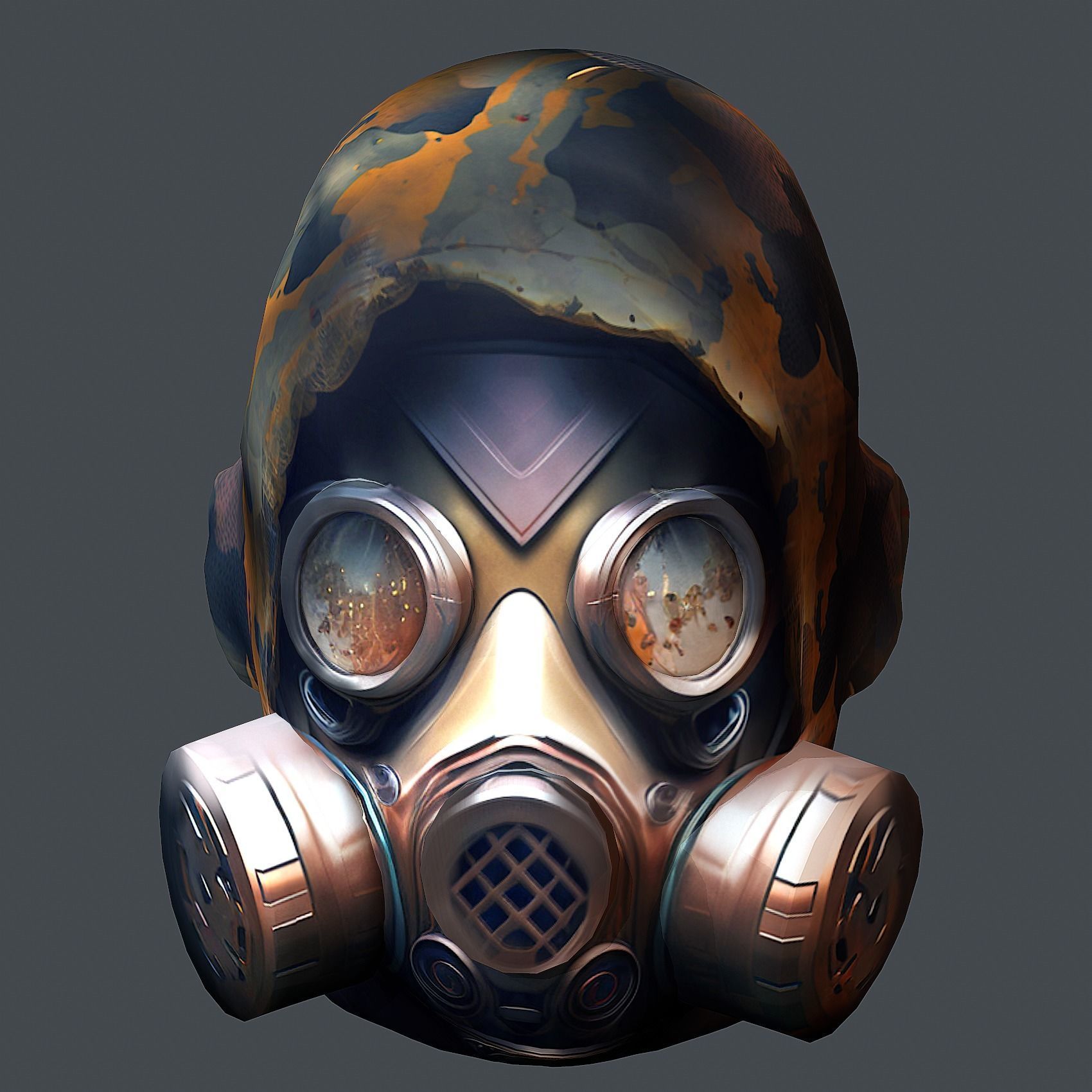 Gas mask helmet 3d model military combat Low-poly Low-poly 3D model_7