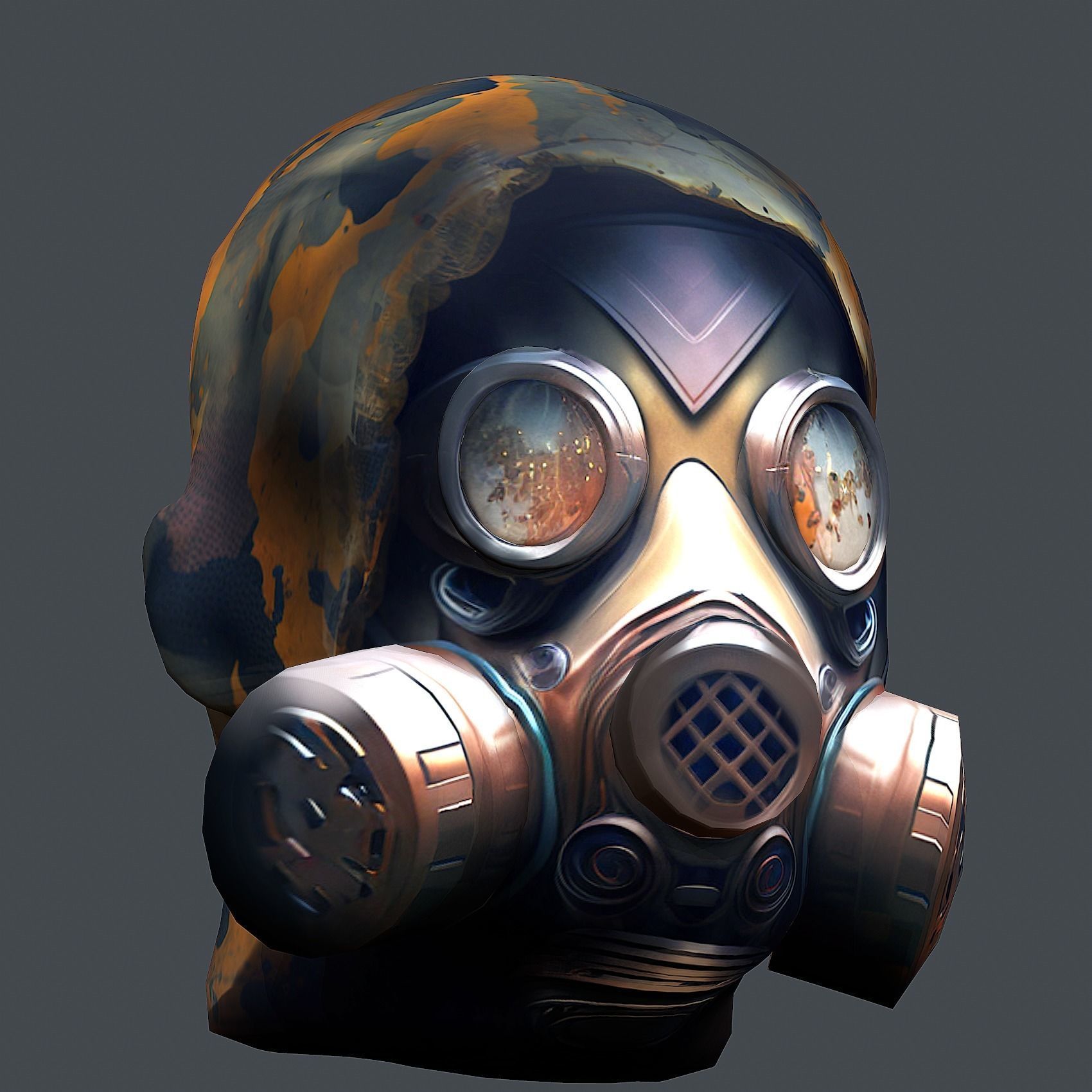 Gas mask helmet 3d model military combat Low-poly Low-poly 3D model_2