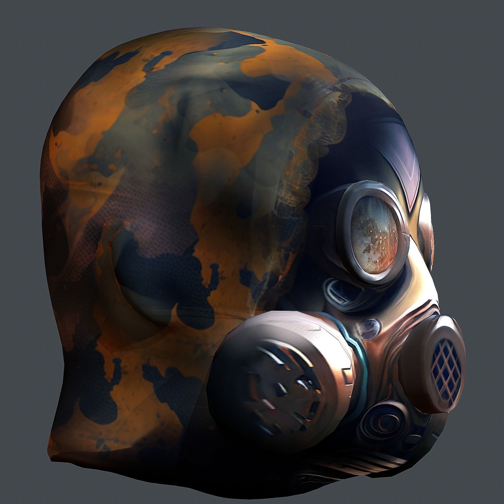 Gas mask helmet 3d model military combat Low-poly Low-poly 3D model_4