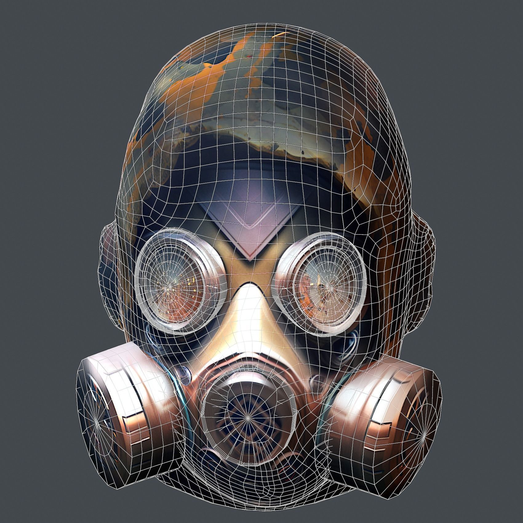 Gas mask helmet 3d model military combat Low-poly Low-poly 3D model_8