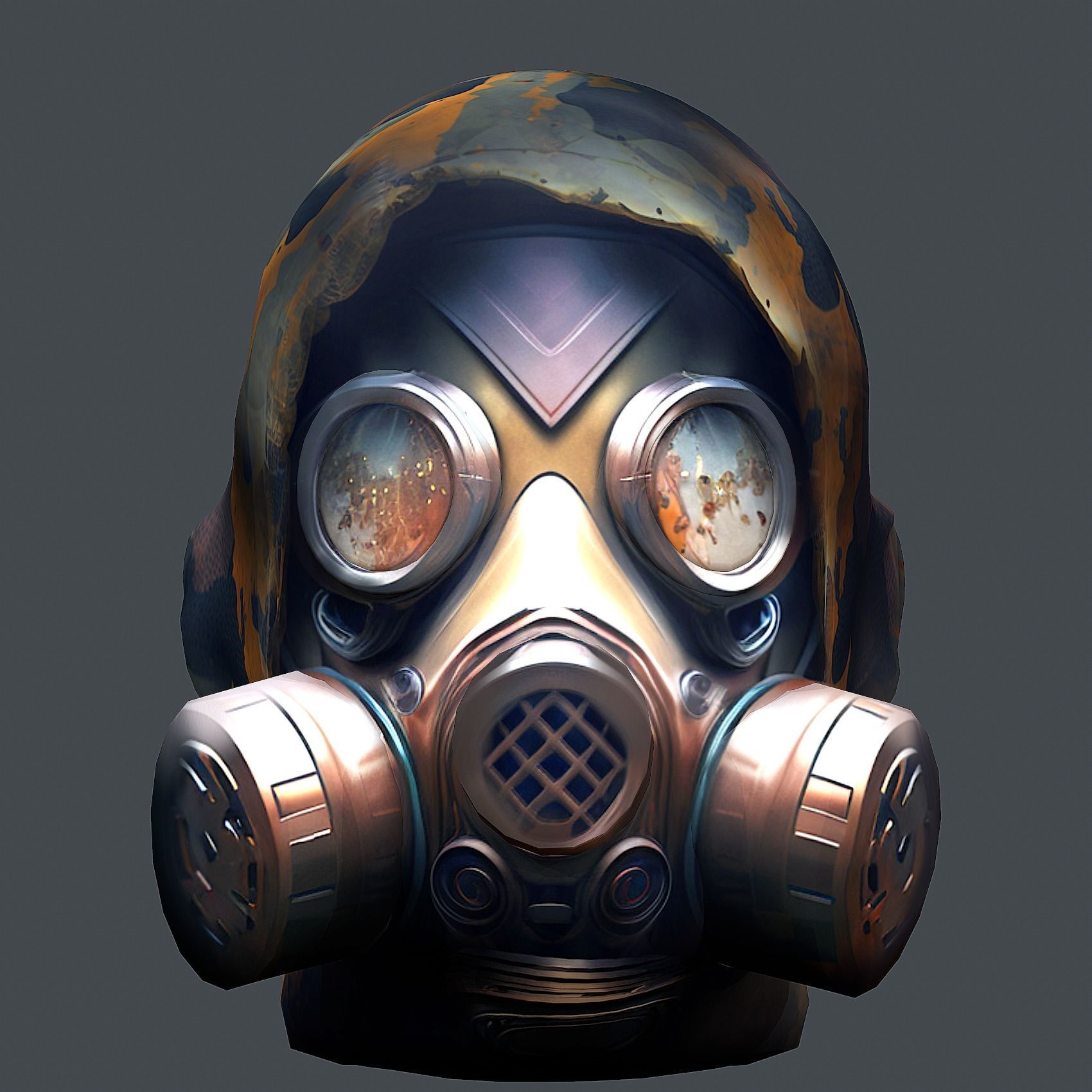 Gas mask helmet 3d model military combat Low-poly Low-poly 3D model_1