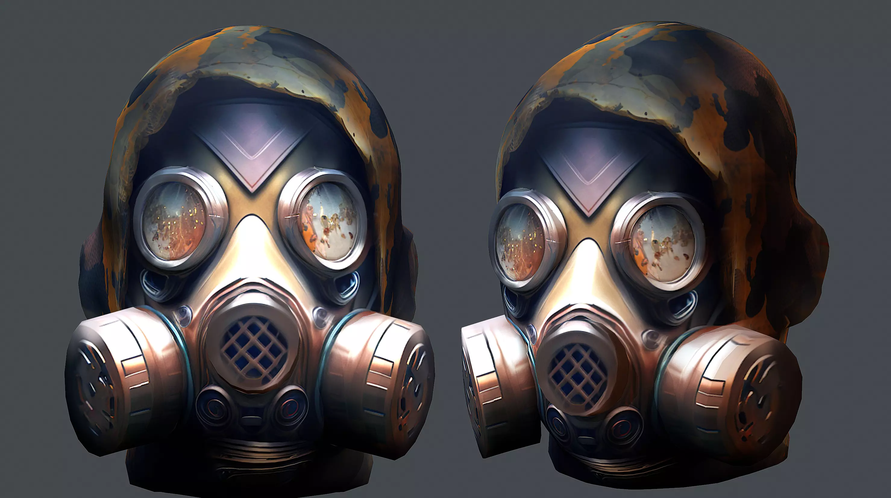 Gas mask helmet 3d model military combat Low-poly Low-poly 3D model_0