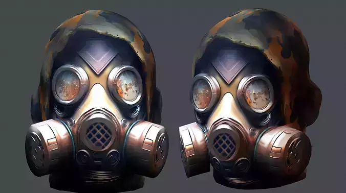 Gas mask helmet 3d model military combat Low-poly 