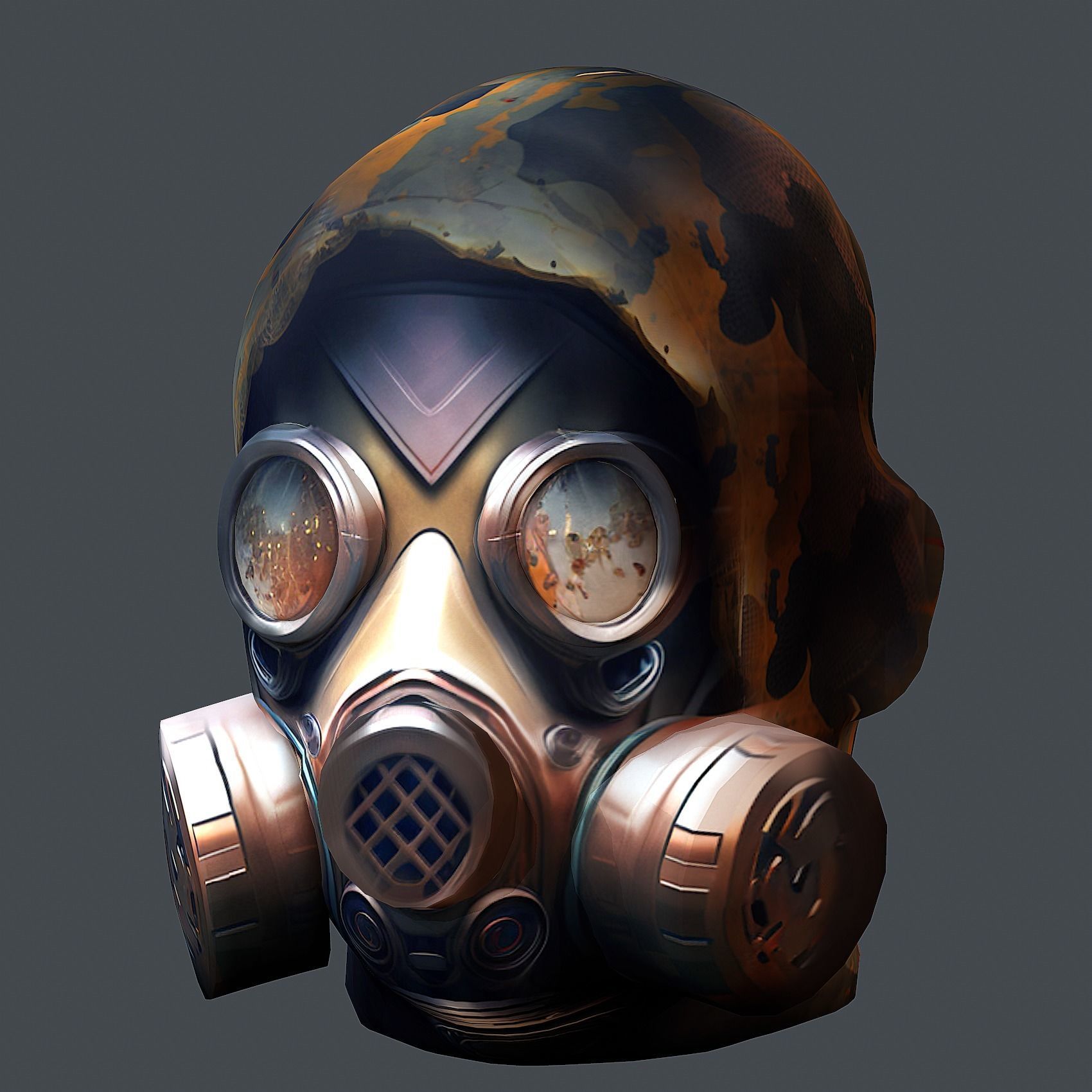 Gas mask helmet 3d model military combat Low-poly Low-poly 3D model_6