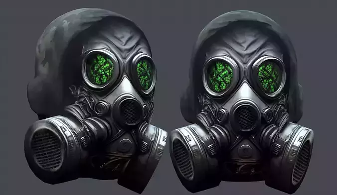 Gas mask helmet 3d model military combat Low-poly  Low-poly 3D model