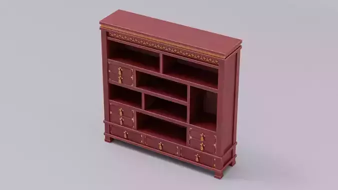 Chinese Trade Furniture Kit - 05 BookCase E Low-poly 3D model