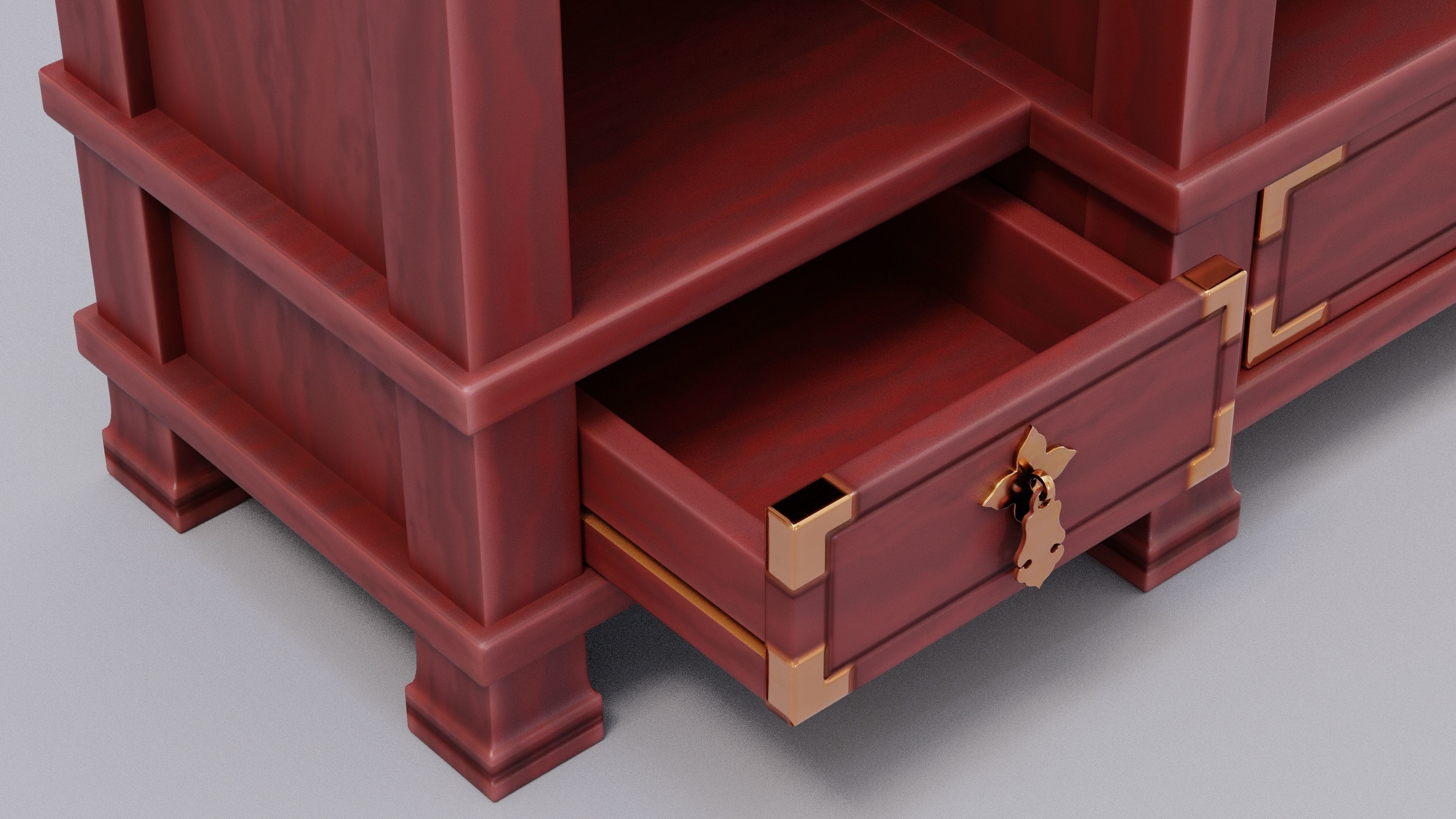 Chinese Trade Furniture Kit - 06 BookCase F Low-poly 3D model_6