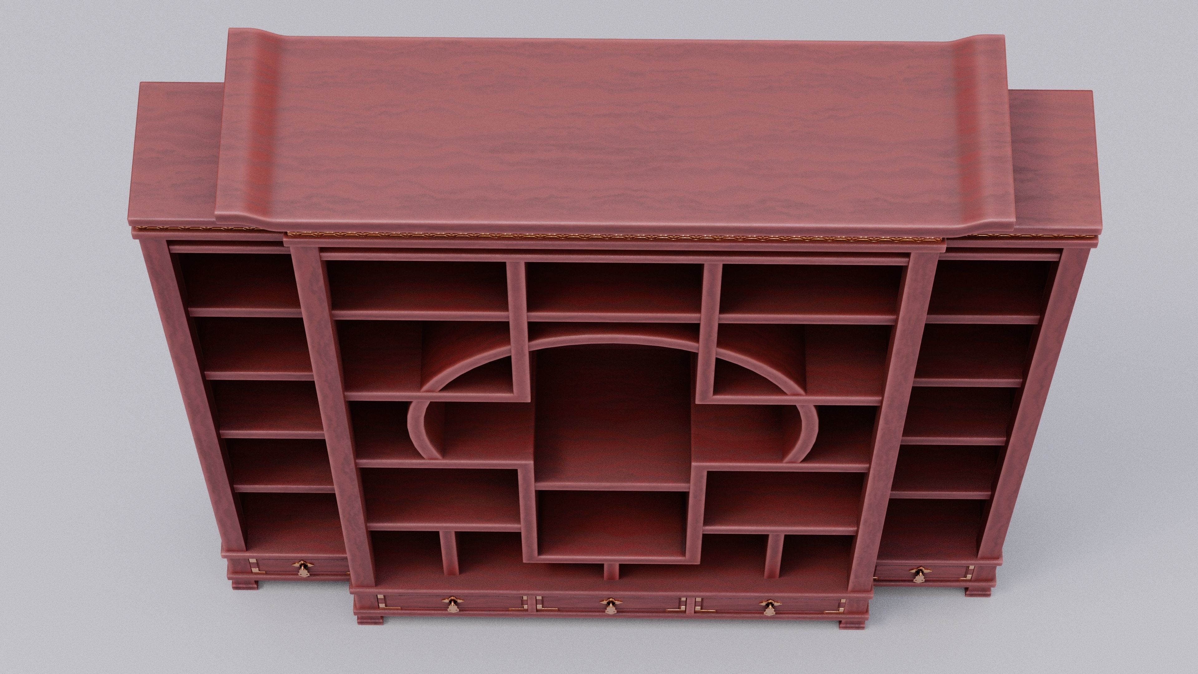 Chinese Trade Furniture Kit - 06 BookCase F Low-poly 3D model_5