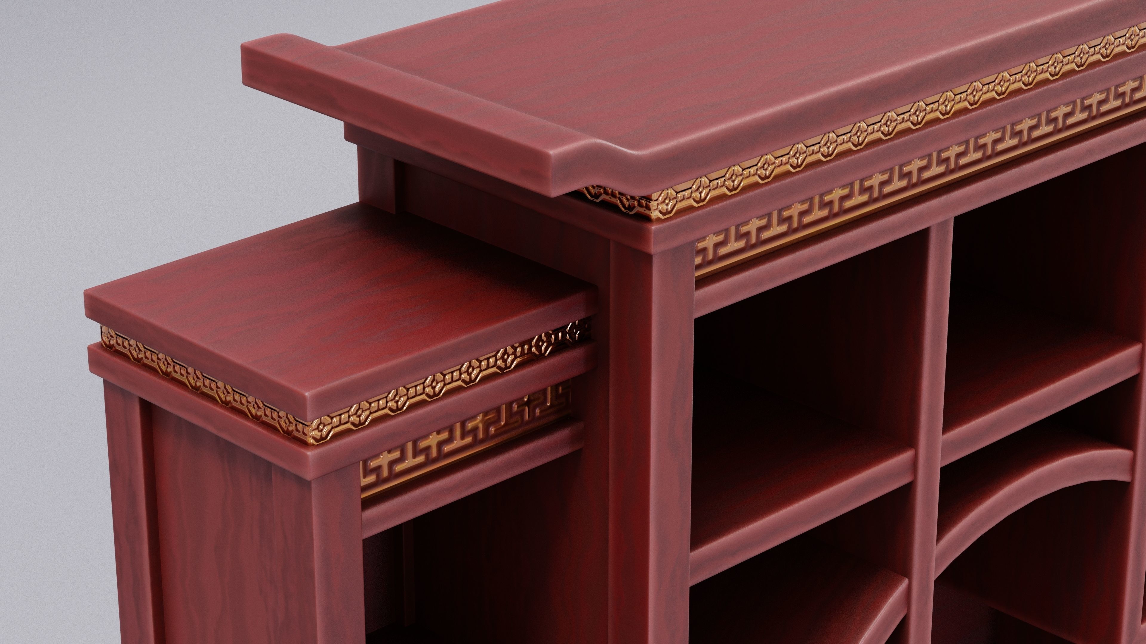 Chinese Trade Furniture Kit - 06 BookCase F Low-poly 3D model_8