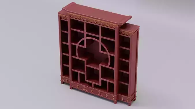 Chinese Trade Furniture Kit - 06 BookCase F Low-poly 3D model
