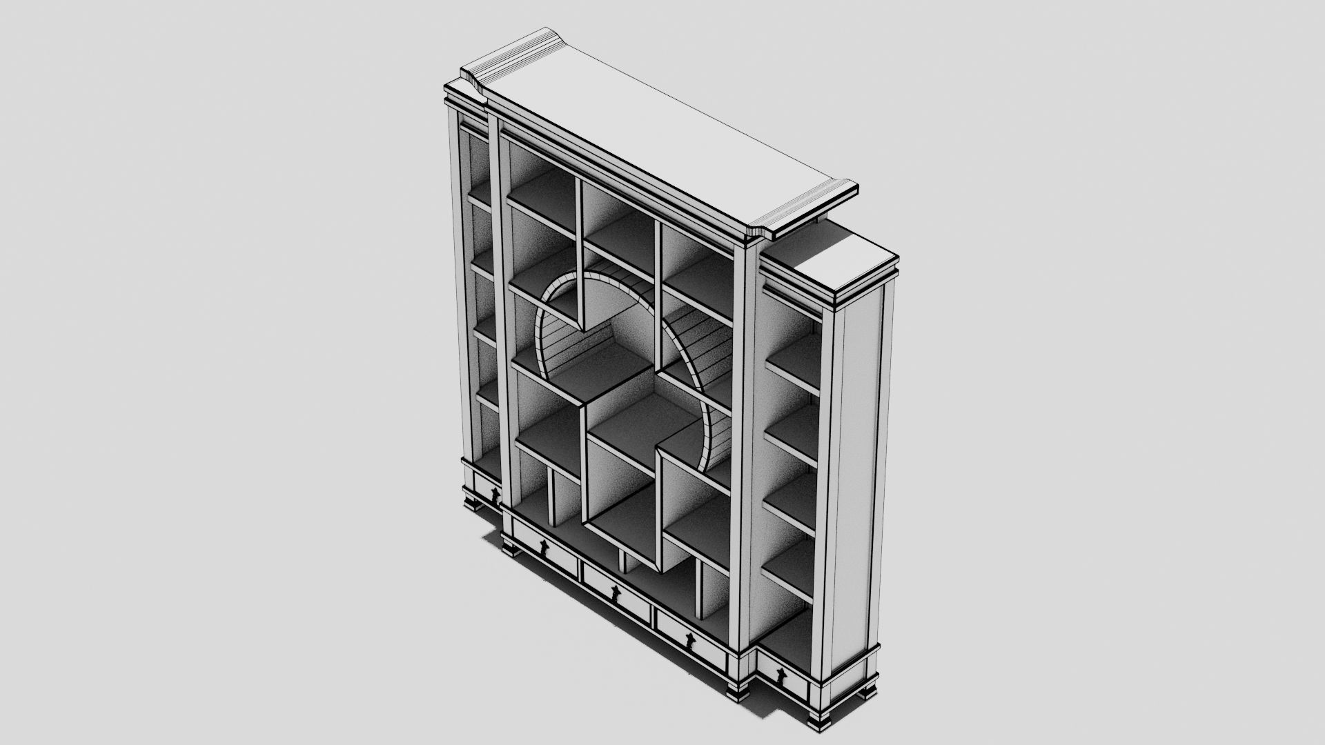 Chinese Trade Furniture Kit - 06 BookCase F Low-poly 3D model_10