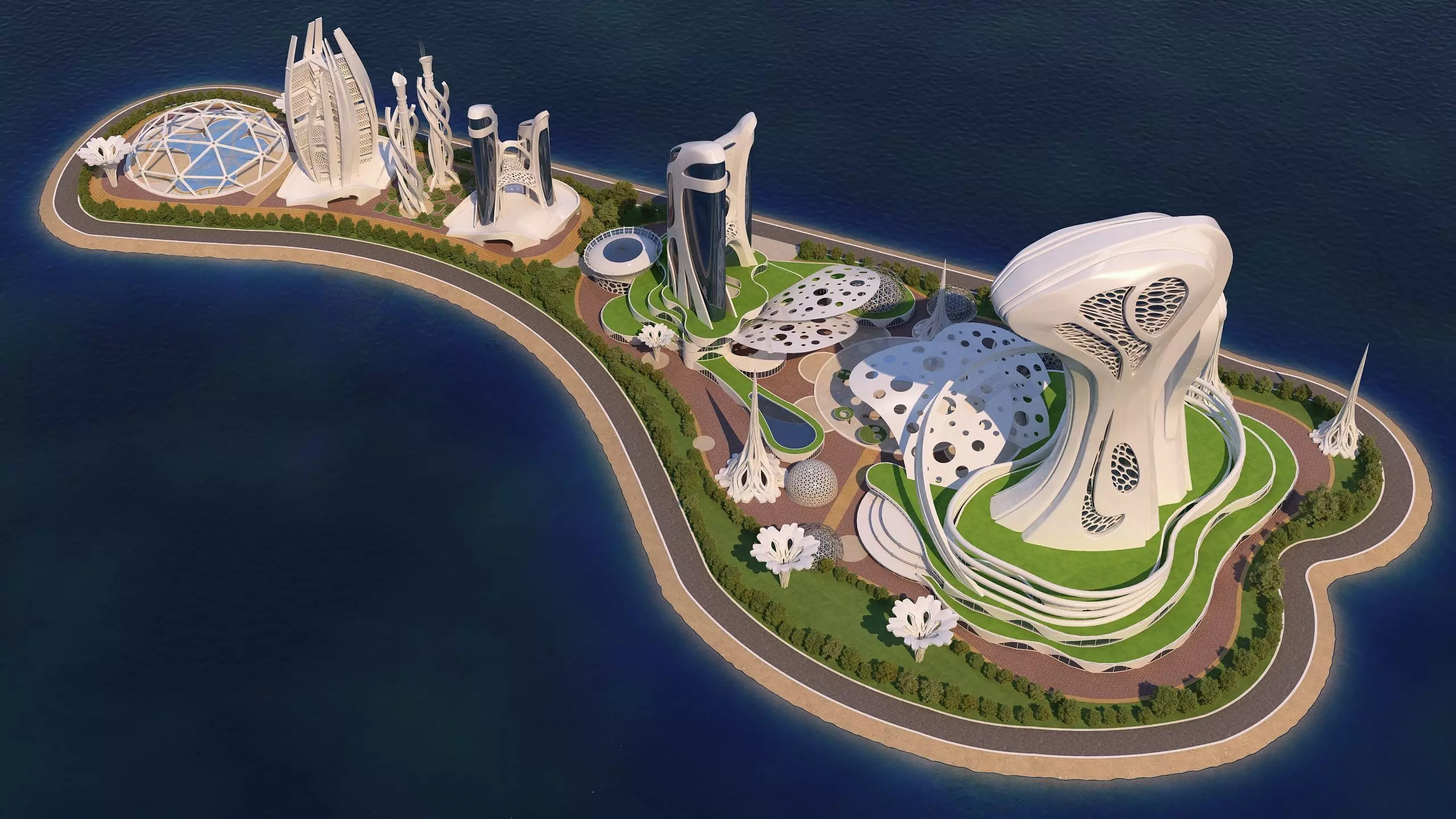 0078 - Future City Island 02 - 2D Drawing - 3D Files 3D model_0