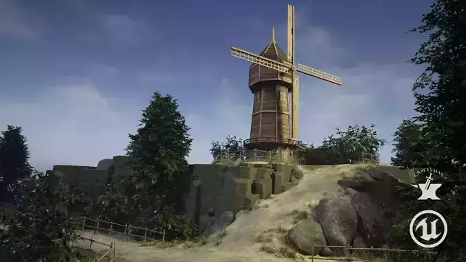 Windmill wooden fence