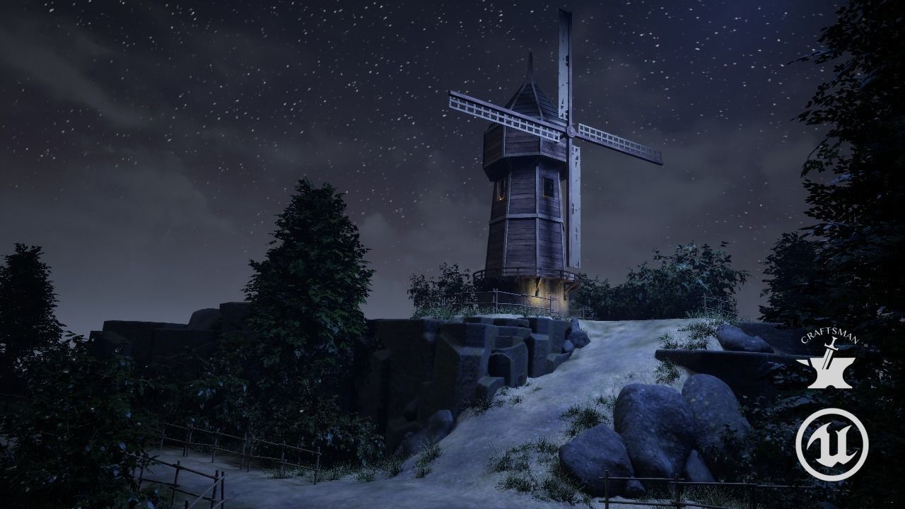 Windmill wooden fence Low-poly 3D model_8