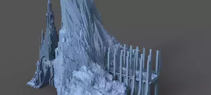 Ancient Elden Irish Cathedral Mountain Castle 3D model
