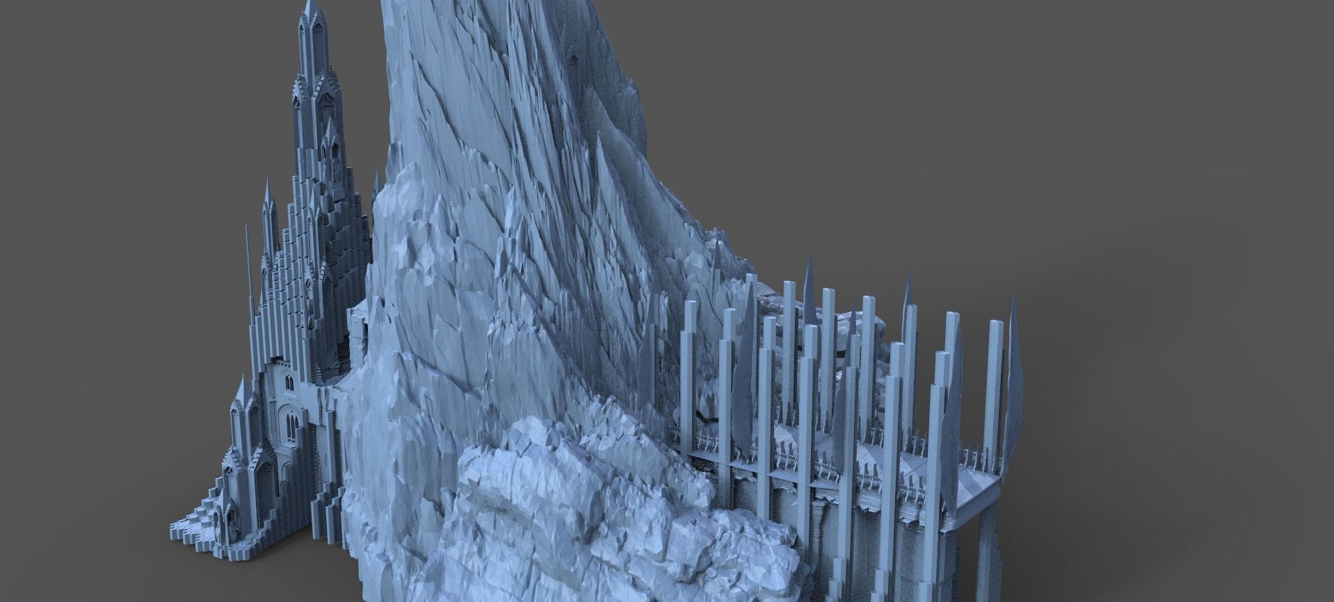 Ancient Elden Irish Cathedral Mountain Castle 3D model_1