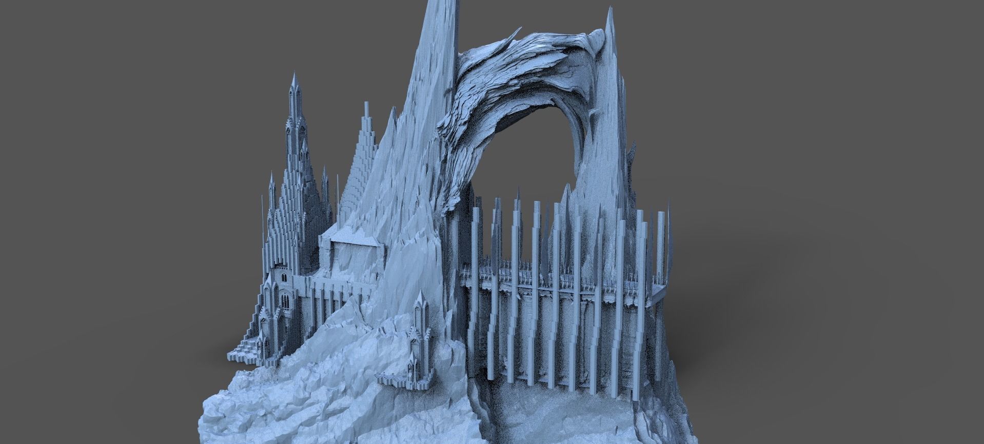 Ancient Elden Irish Cathedral Cliff Towers  3D model_2