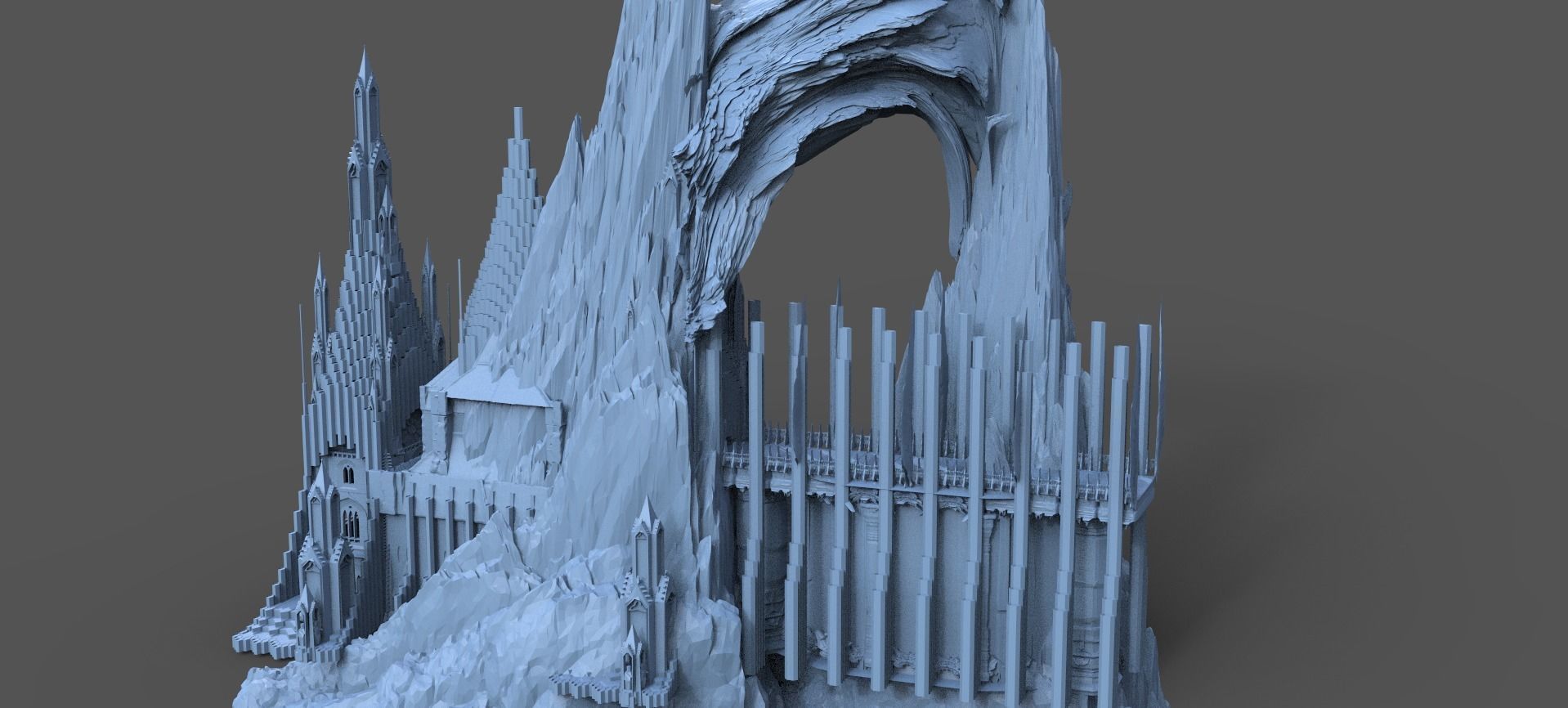 Ancient Elden Irish Cathedral Cliff Towers  3D model_1