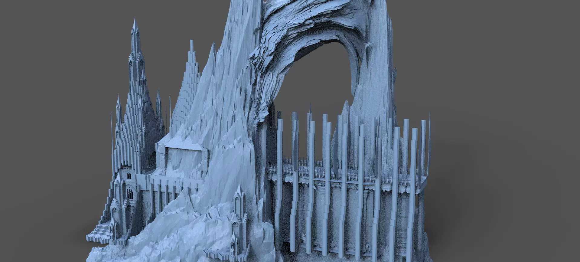 Ancient Elden Irish Cathedral Cliff Towers  3D model_0