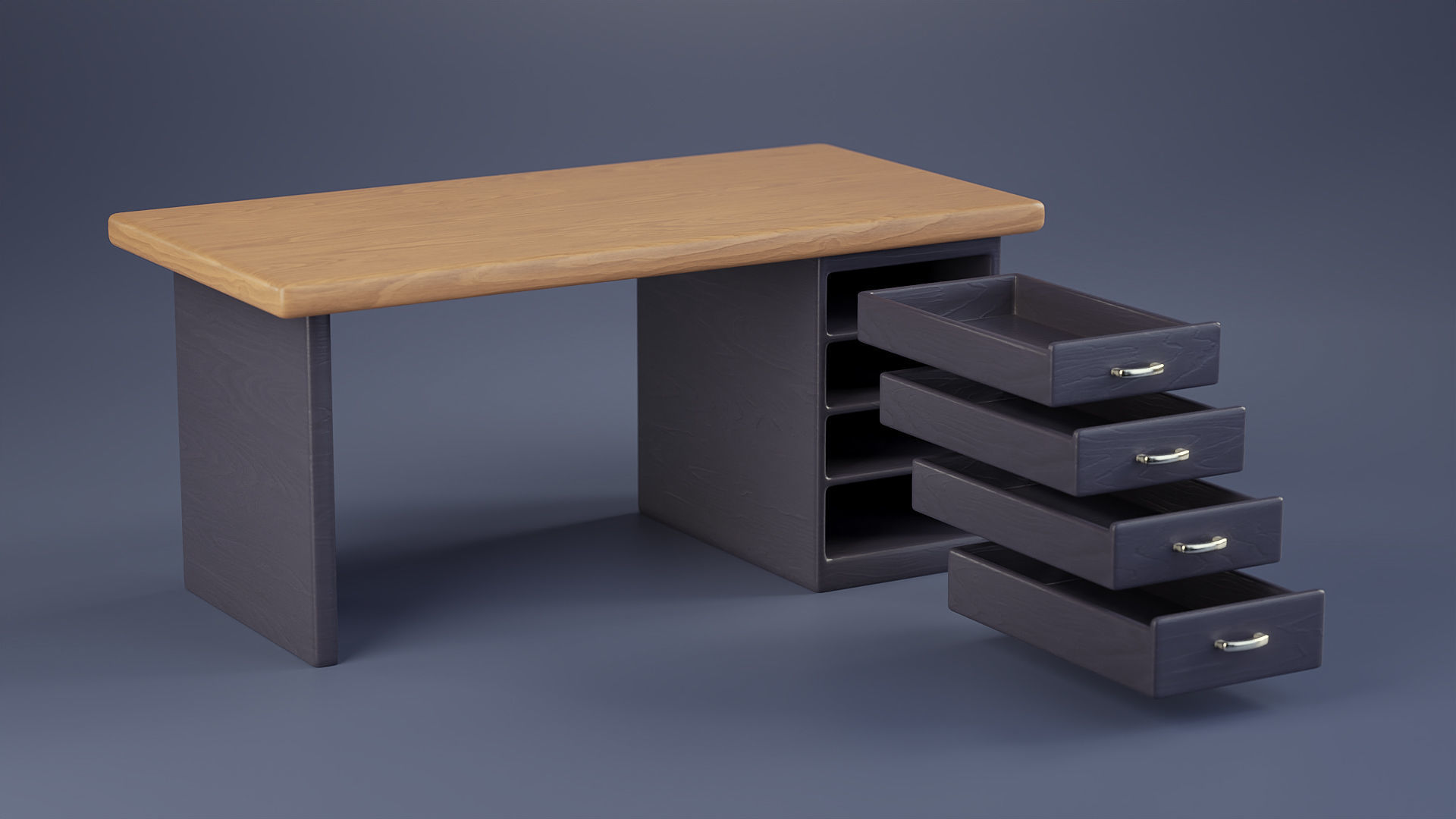 Stylized Office Desk Free 3D model_1