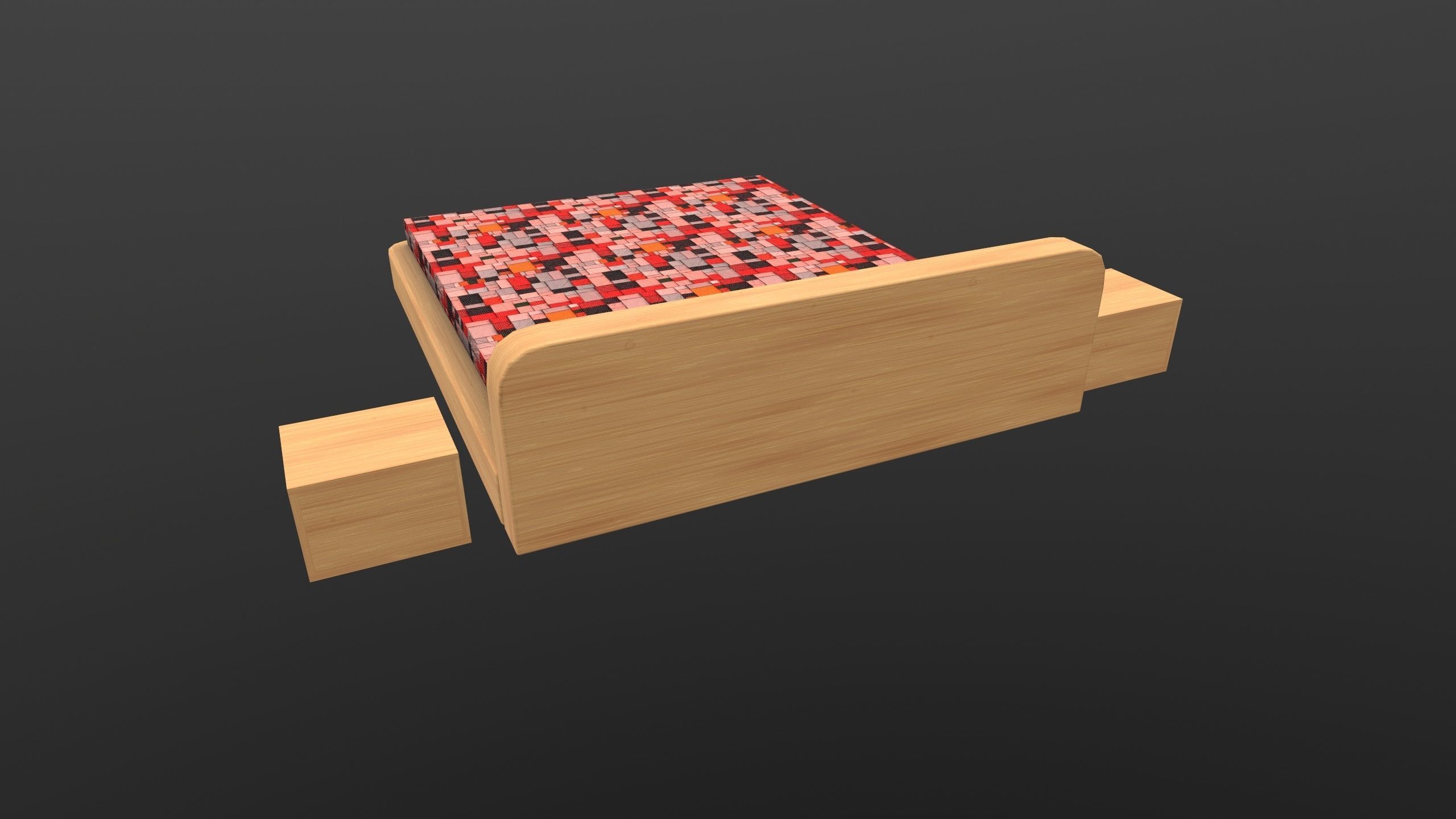 Stylish Bed AR VR Lowpoly PBR with game ready 3d Model Low-poly 3D model_6