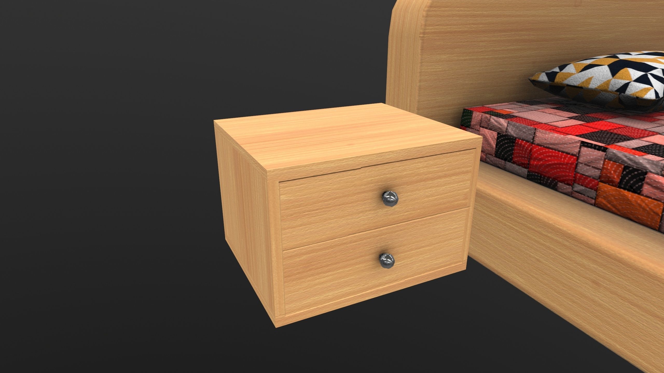 Stylish Bed AR VR Lowpoly PBR with game ready 3d Model Low-poly 3D model_13