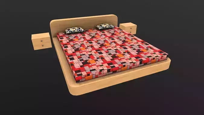 Stylish Bed AR VR Lowpoly PBR with game ready 3d Model