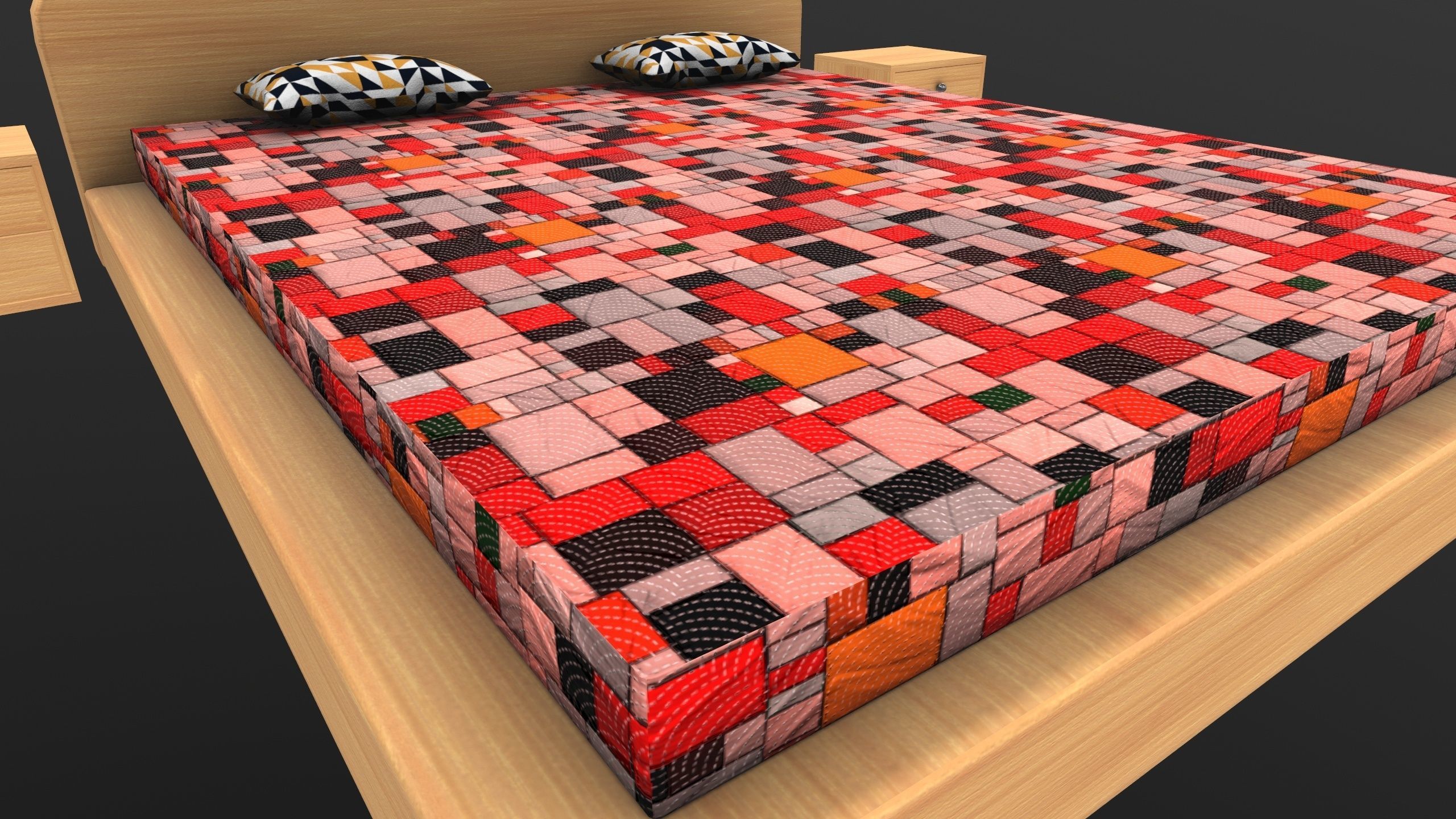 Stylish Bed AR VR Lowpoly PBR with game ready 3d Model Low-poly 3D model_11