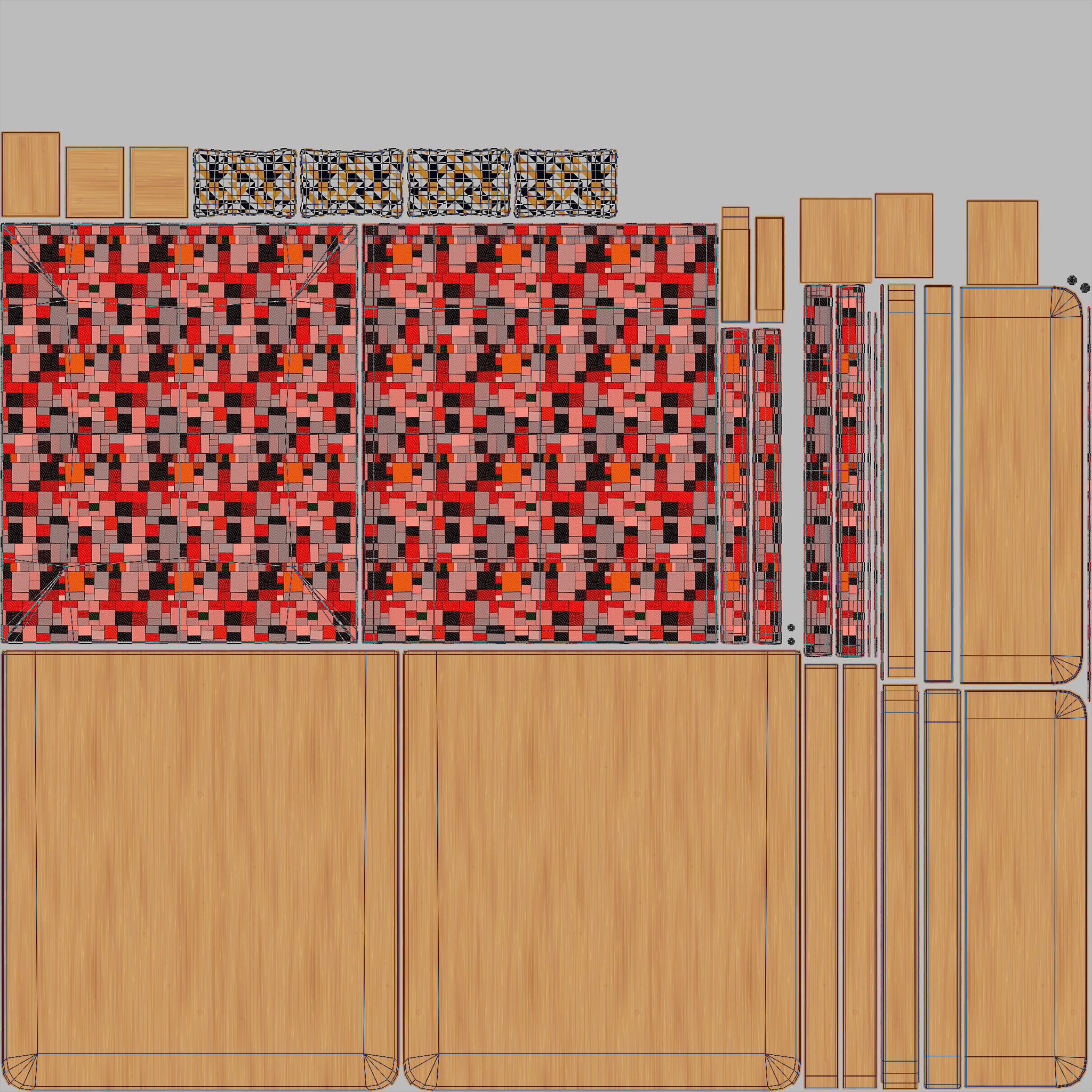 Stylish Bed AR VR Lowpoly PBR with game ready 3d Model Low-poly 3D model_16