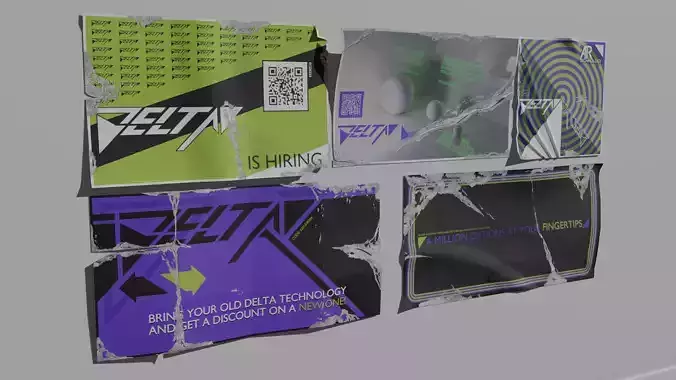 Wall Posters Fictional Brand Low-poly 3D model Wall Posters Fictional Brand Low-poly 3D model