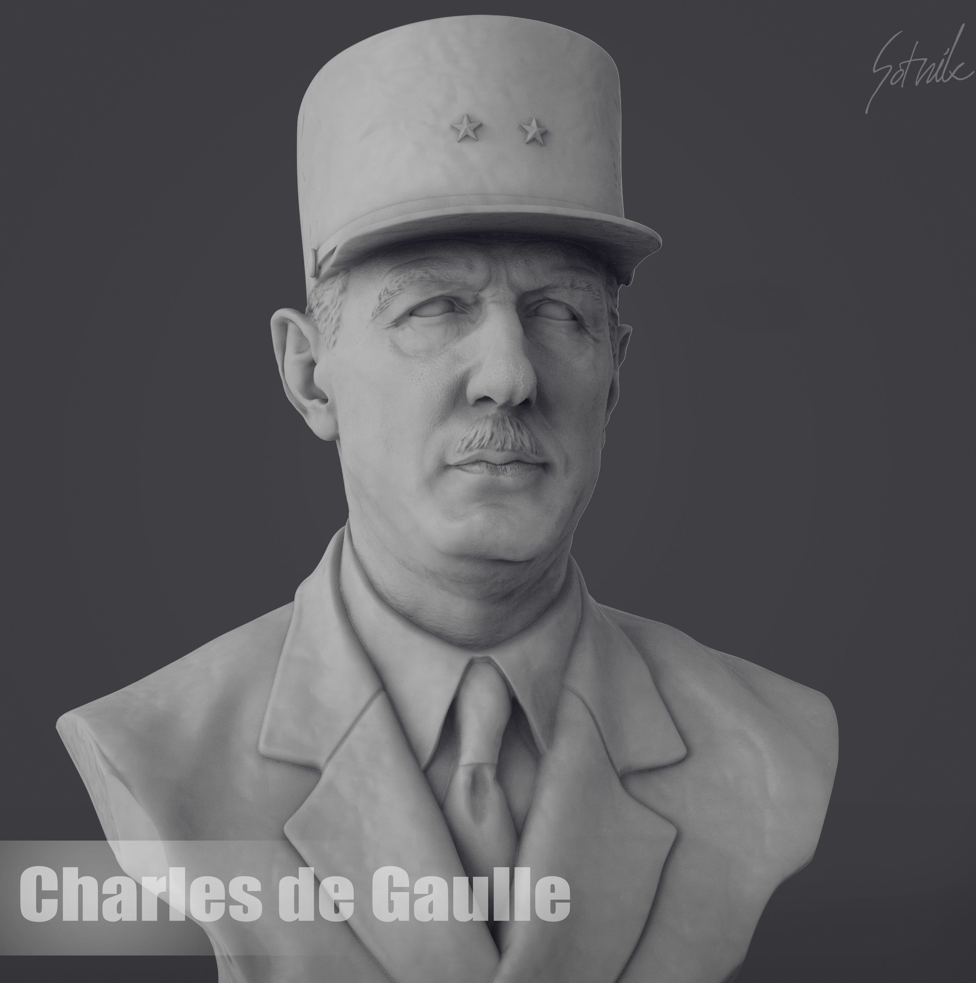 Charles de Gaulle 3D print model_26