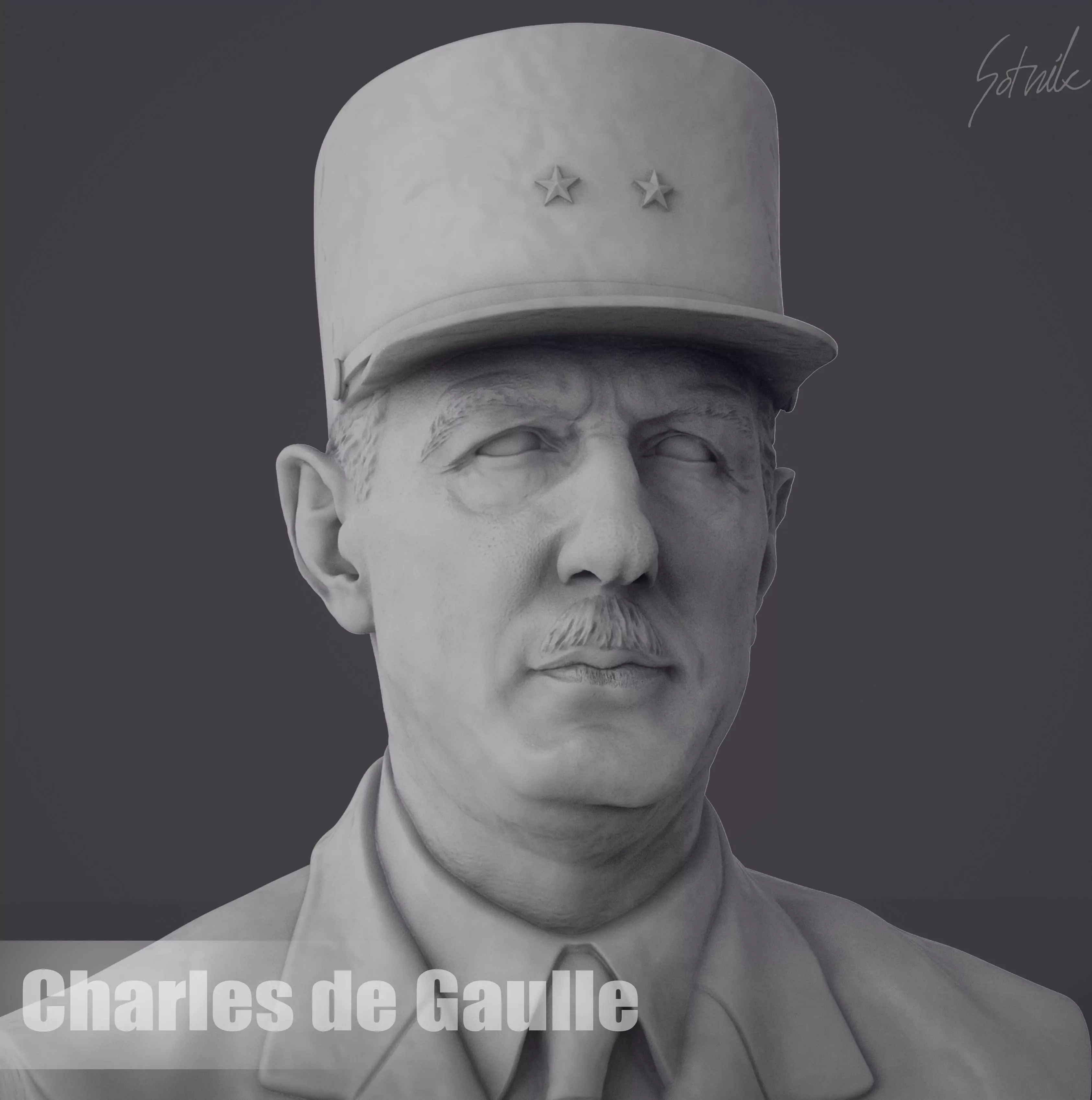 Charles de Gaulle 3D print model_0