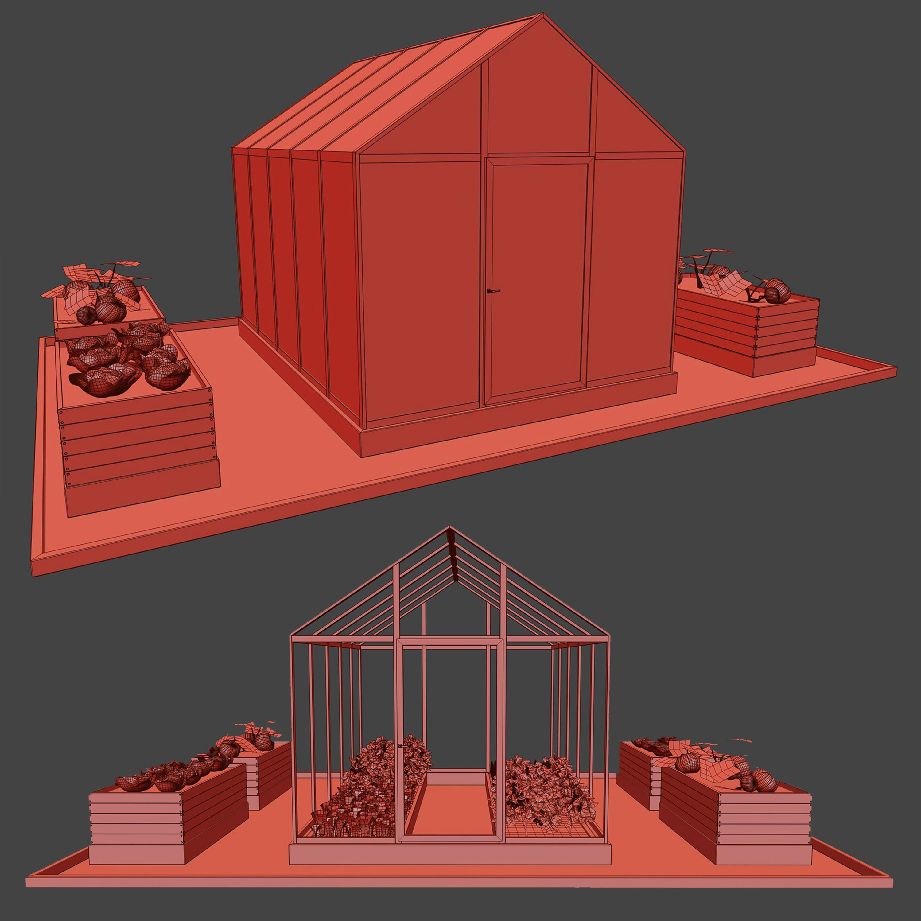 Greenhouse  Kitchen garden 3D model_5