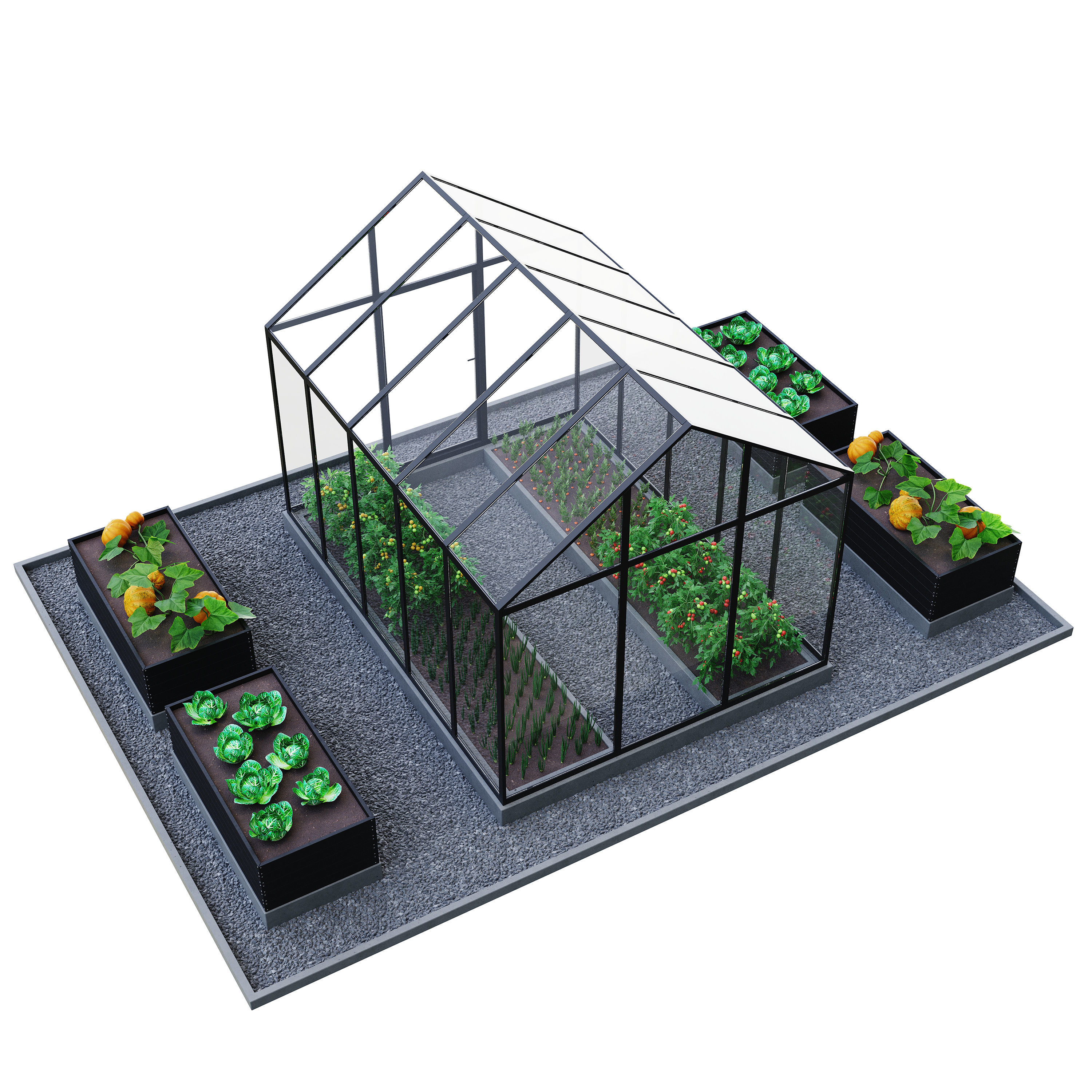 Greenhouse  Kitchen garden 3D model_1