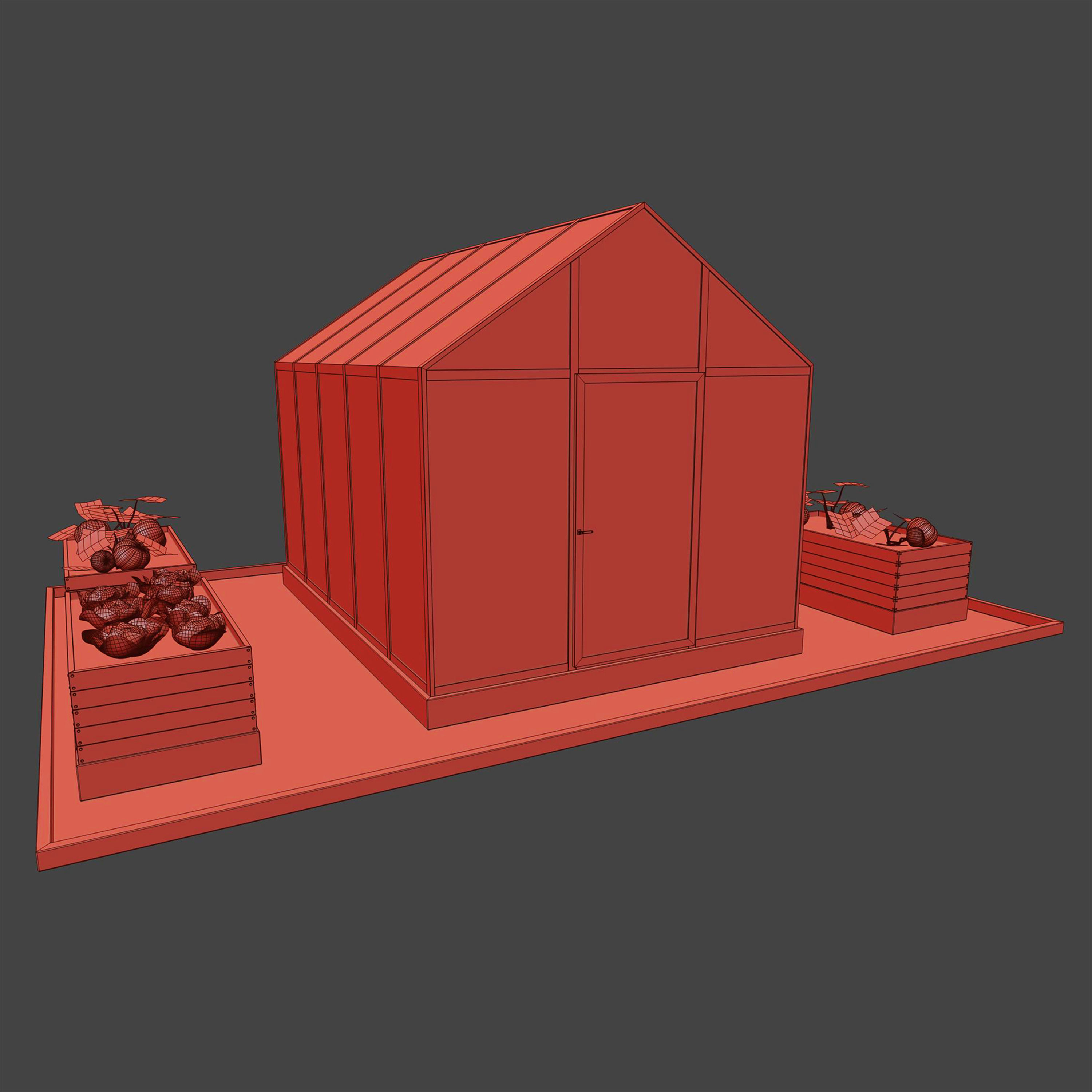 Greenhouse  Kitchen garden 3D model_9