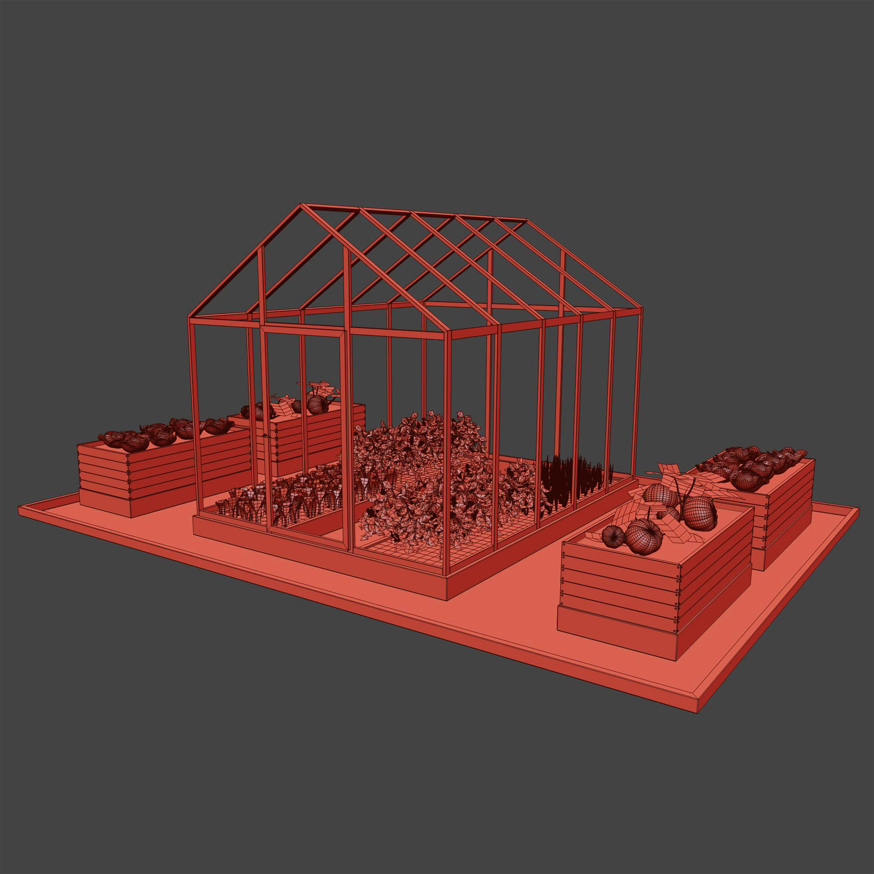 Greenhouse  Kitchen garden 3D model_7