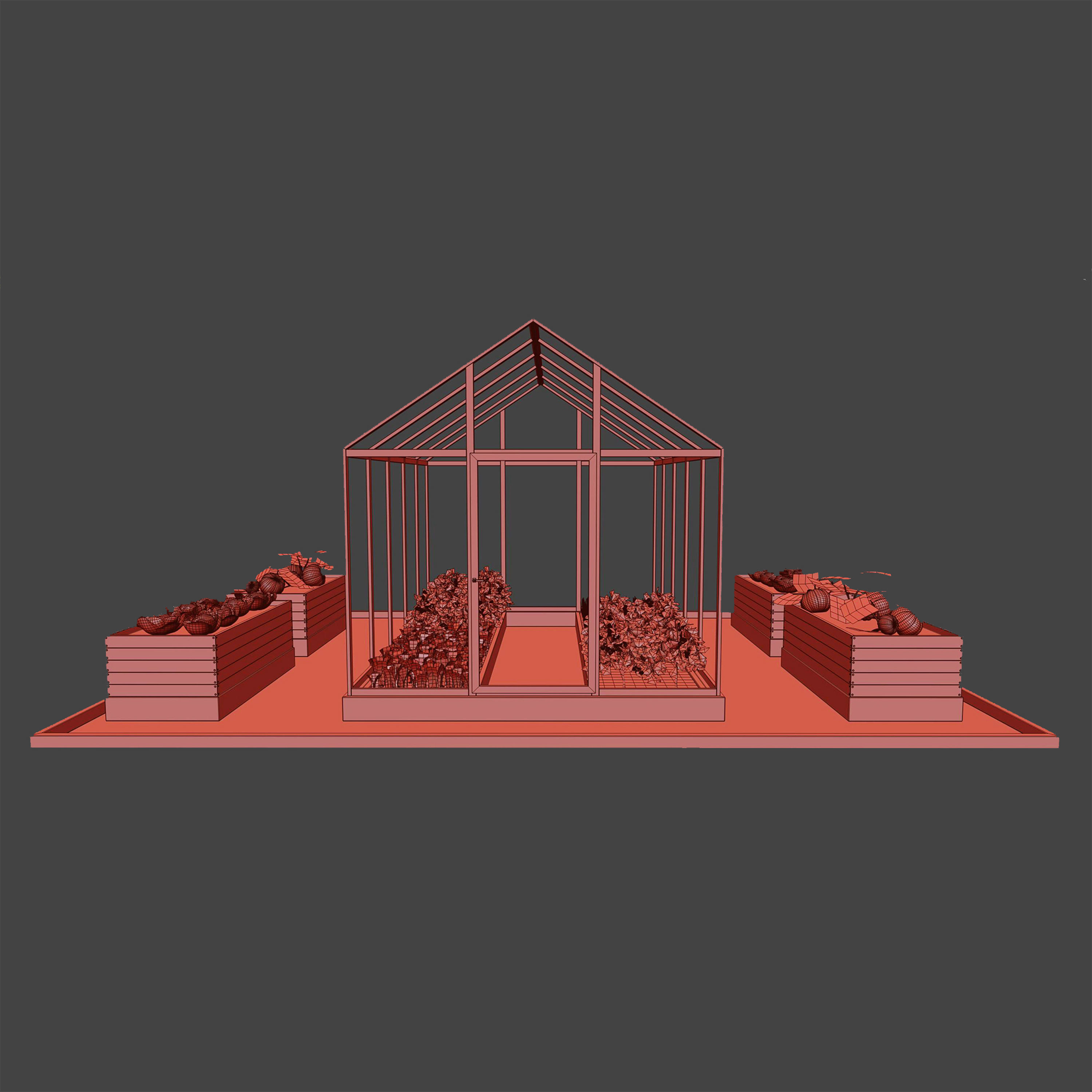 Greenhouse  Kitchen garden 3D model_8