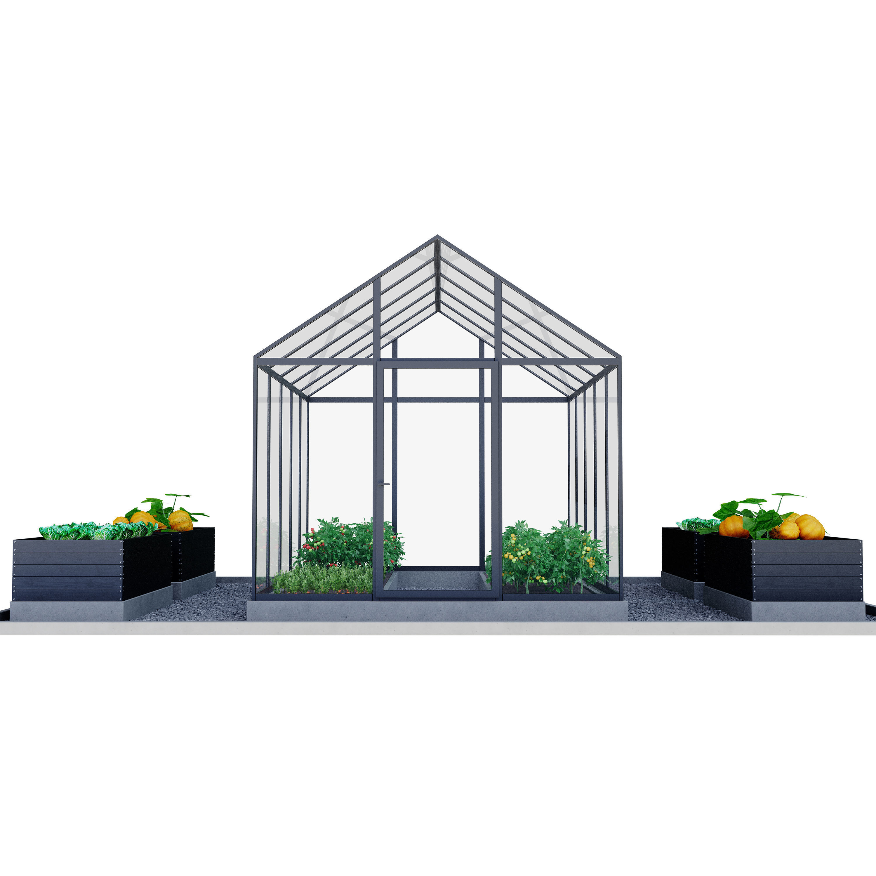 Greenhouse  Kitchen garden 3D model_2